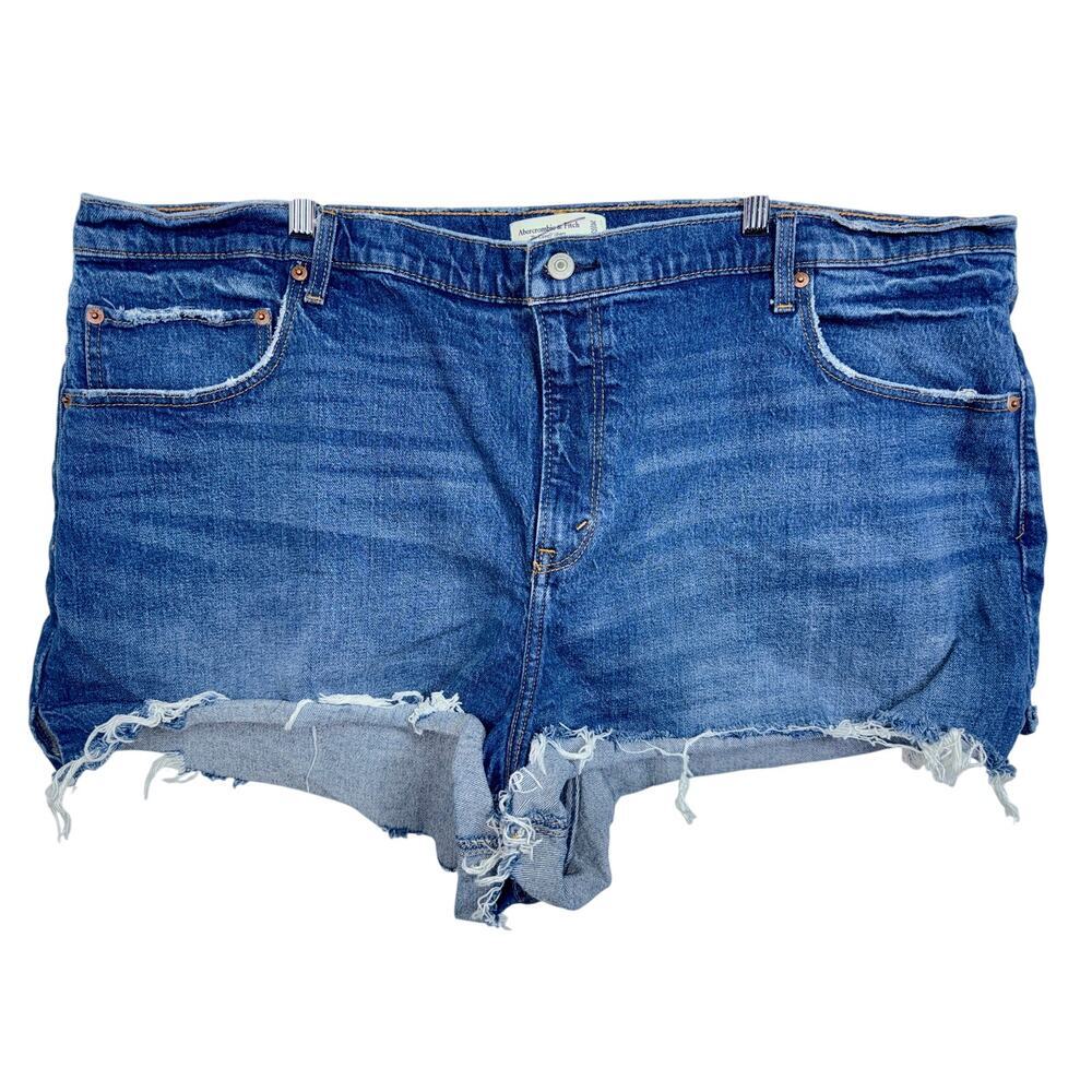 Abercrombie & Fitch Cutoff Short High Rise Blue Denim Jean Shorts Size 36 22
